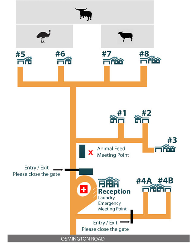 Mud Map of Margaret River Hideaway and Farmstay