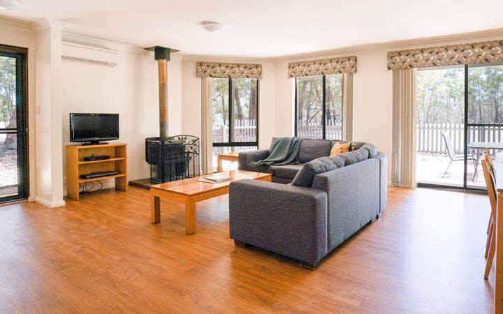 Superior 2 Bedroom - Lounge area with wood fire